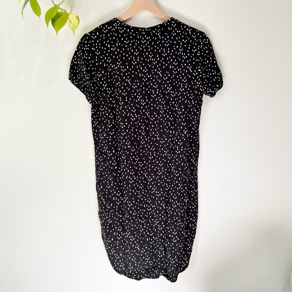 Cloth & Stone Tunic Dress XS Black‎ White Dot 100% Rayon Short Sleeve - Picture 3 of 7